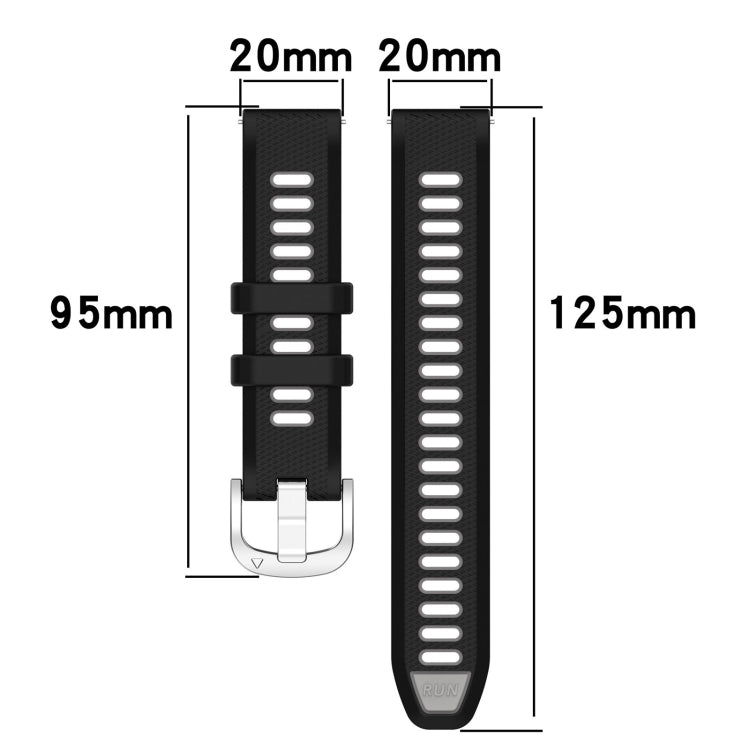 For Garmin Forerunner 645 Music 20mm Sports Two-Color Steel Buckle Silicone Watch Band(Starlight+Black) -  by PMC Jewellery | Online Shopping South Africa | PMC Jewellery