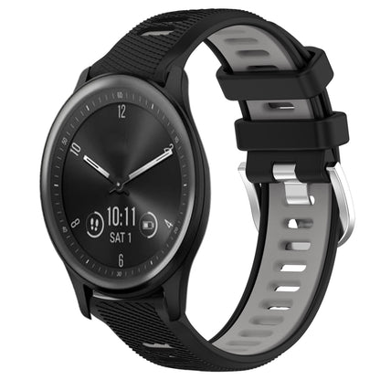 For Garmin Vivomove Sport 20mm Sports Two-Color Steel Buckle Silicone Watch Band(Black+Grey) -  by PMC Jewellery | Online Shopping South Africa | PMC Jewellery