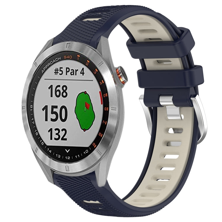 For Garmin Approach S40 20mm Sports Two-Color Steel Buckle Silicone Watch Band(Midnight Blue+Starlight) - Smart Wear by PMC TechLife | Online Shopping South Africa | PMC TechLife