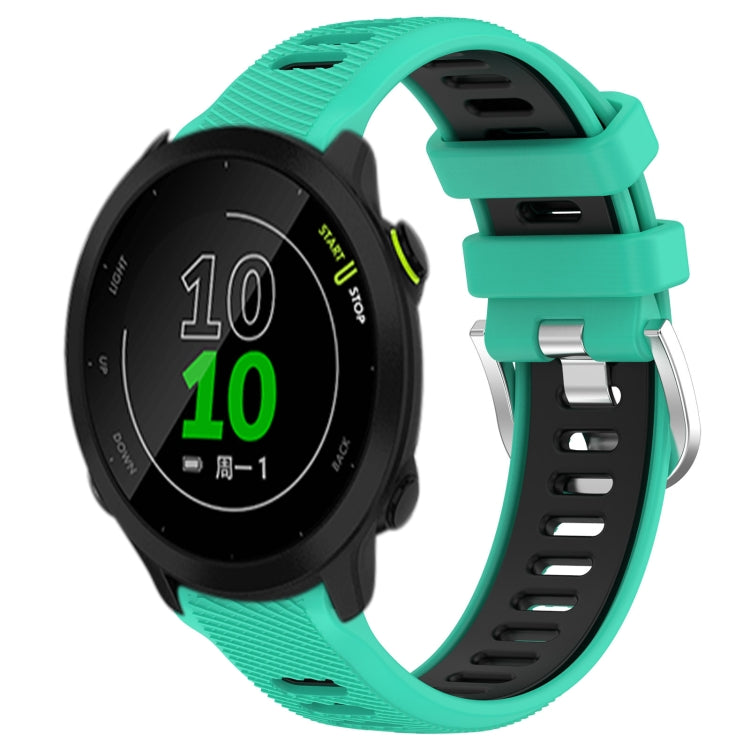 For Garmin Forerunner 158 20mm Sports Two-Color Steel Buckle Silicone Watch Band(Lake Blue+Black) - Smart Wear by PMC TechLife | Online Shopping South Africa | PMC TechLife