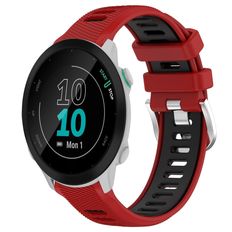 For Garmin Forerunner 55 20mm Sports Two-Color Steel Buckle Silicone Watch Band(Red+Black) - Smart Wear by PMC TechLife | Online Shopping South Africa | PMC TechLife
