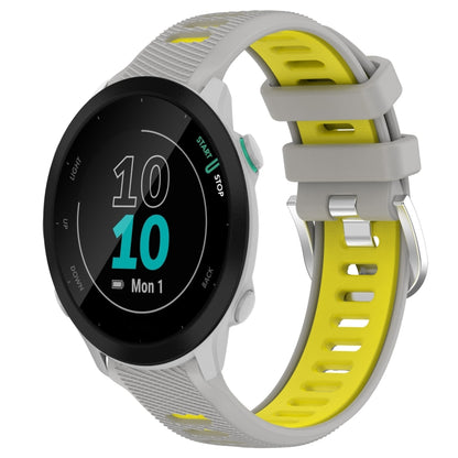 For Garmin Forerunner 55 20mm Sports Two-Color Steel Buckle Silicone Watch Band(Grey+Yellow) - Smart Wear by PMC Jewellery | Online Shopping South Africa | PMC Jewellery