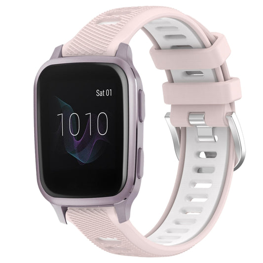 For Garmin Venu SQ 20mm Sports Two-Color Steel Buckle Silicone Watch Band(Pink+White) - Smart Wear by PMC Jewellery | Online Shopping South Africa | PMC Jewellery