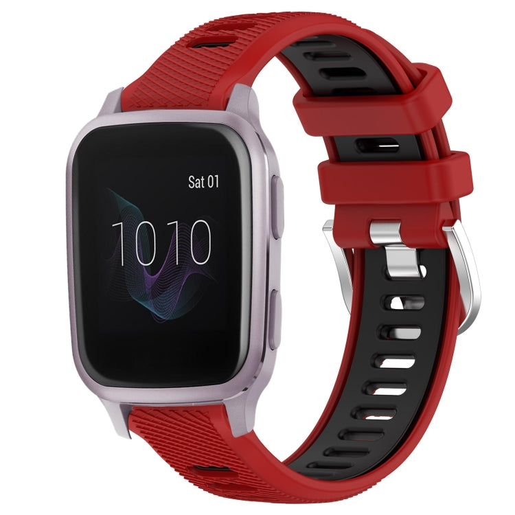 For Garmin Venu SQ 20mm Sports Two-Color Steel Buckle Silicone Watch Band(Red+Black) -  by PMC Jewellery | Online Shopping South Africa | PMC Jewellery