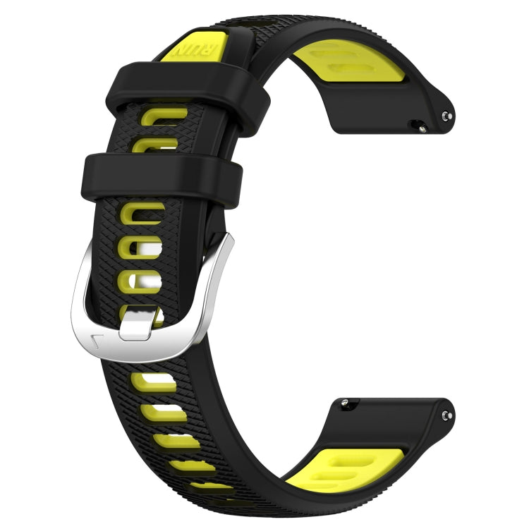 For Garmin VivoMove Style 20mm Sports Two-Color Steel Buckle Silicone Watch Band(Black+Lime Green) -  by PMC Jewellery | Online Shopping South Africa | PMC Jewellery