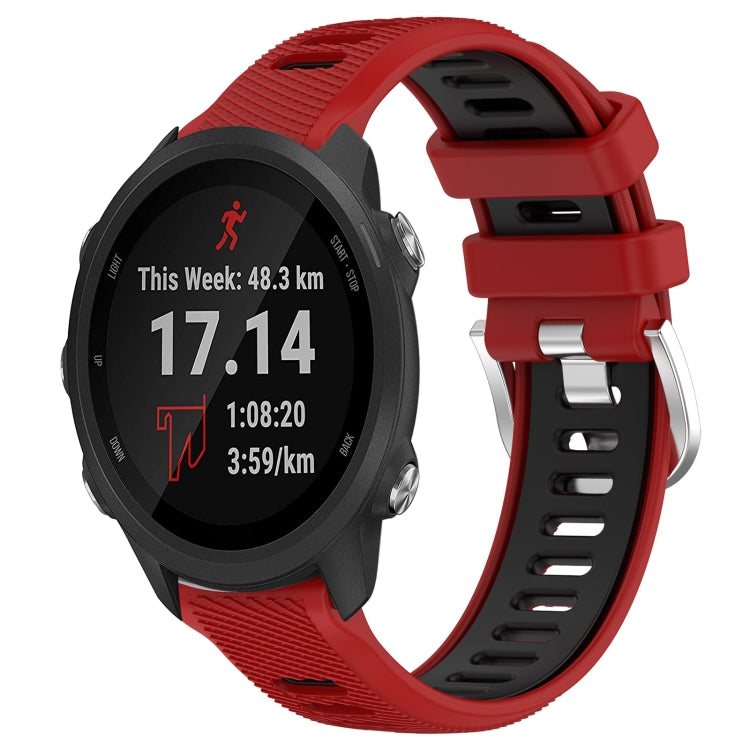 For Garmin Forerunner 245 20mm Sports Two-Color Steel Buckle Silicone Watch Band(Red+Black) - Smart Wear by PMC TechLife | Online Shopping South Africa | PMC TechLife