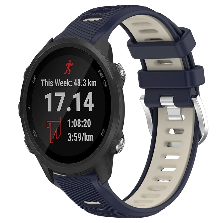 For Garmin Forerunner 245 20mm Sports Two-Color Steel Buckle Silicone Watch Band(Midnight Blue+Starlight) - Smart Wear by PMC TechLife | Online Shopping South Africa | PMC TechLife