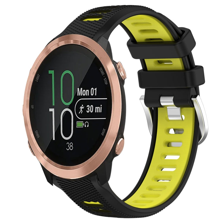 For Garmin Forerunner 645 20mm Sports Two-Color Steel Buckle Silicone Watch Band(Black+Lime Green) - Smart Wear by PMC TechLife | Online Shopping South Africa | PMC TechLife
