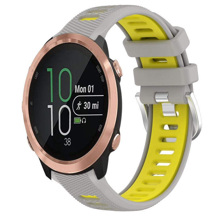 For Garmin Forerunner 645 Music 20mm Sports Two-Color Steel Buckle Silicone Watch Band(Grey+Yellow) - Smart Wear by PMC TechLife | Online Shopping South Africa | PMC TechLife