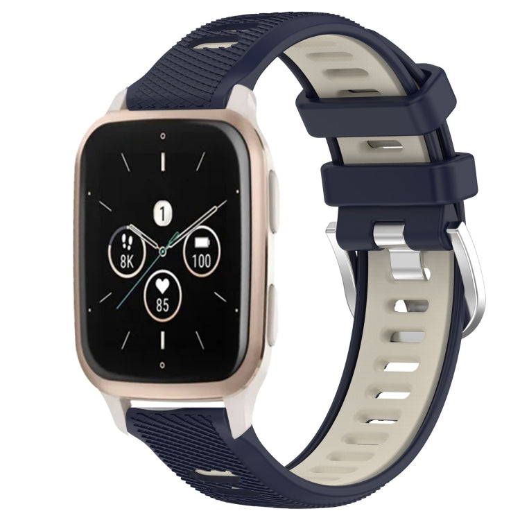 For Garmin Forerunner Sq2 Music 20mm Sports Two-Color Steel Buckle Silicone Watch Band(Midnight Blue+Starlight) - Smart Wear by PMC TechLife | Online Shopping South Africa | PMC TechLife