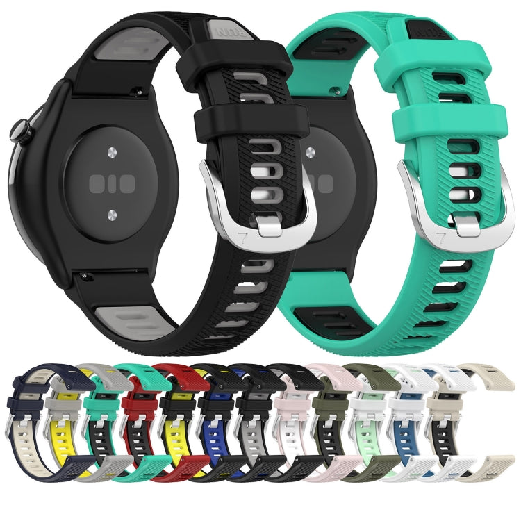 For Amazfit GTS 4 Mini 22mm Cross Texture Two Color Silicone Steel Buckle Watch Band(Black+Blue) - Smart Wear by PMC Jewellery | Online Shopping South Africa | PMC Jewellery