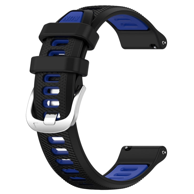 For Huawei Watch GT3 Pro 43mm 20mm Sports Two-Color Steel Buckle Silicone Watch Band(Black+Blue) - Smart Wear by PMC Jewellery | Online Shopping South Africa | PMC Jewellery
