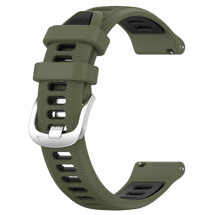 For Honor MagicWatch2 42mm 20mm Sports Two-Color Steel Buckle Silicone Watch Band(Army Green+Black) - Smart Wear by PMC Jewellery | Online Shopping South Africa | PMC Jewellery