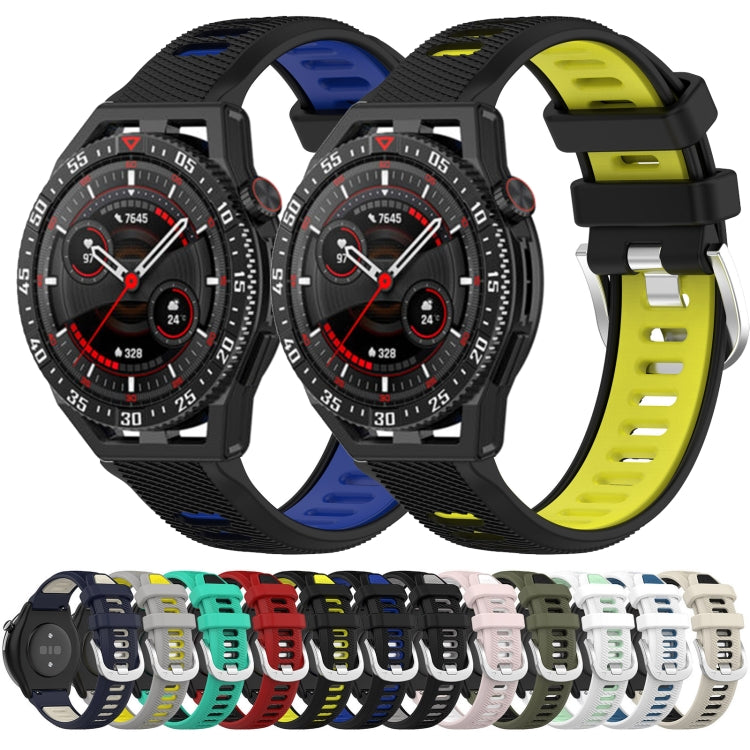 For Huawei Watch GT3 SE 22mm Sports Two-Color Steel Buckle Silicone Watch Band(Black+Blue) - Smart Wear by PMC TechLife | Online Shopping South Africa | PMC TechLife