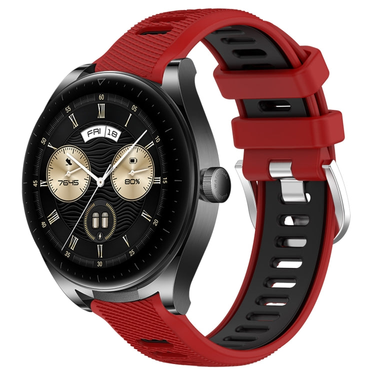 For Huawei Watch Buds 22mm Sports Two-Color Steel Buckle Silicone Watch Band(Red+Black) - Smart Wear by PMC TechLife | Online Shopping South Africa | PMC TechLife