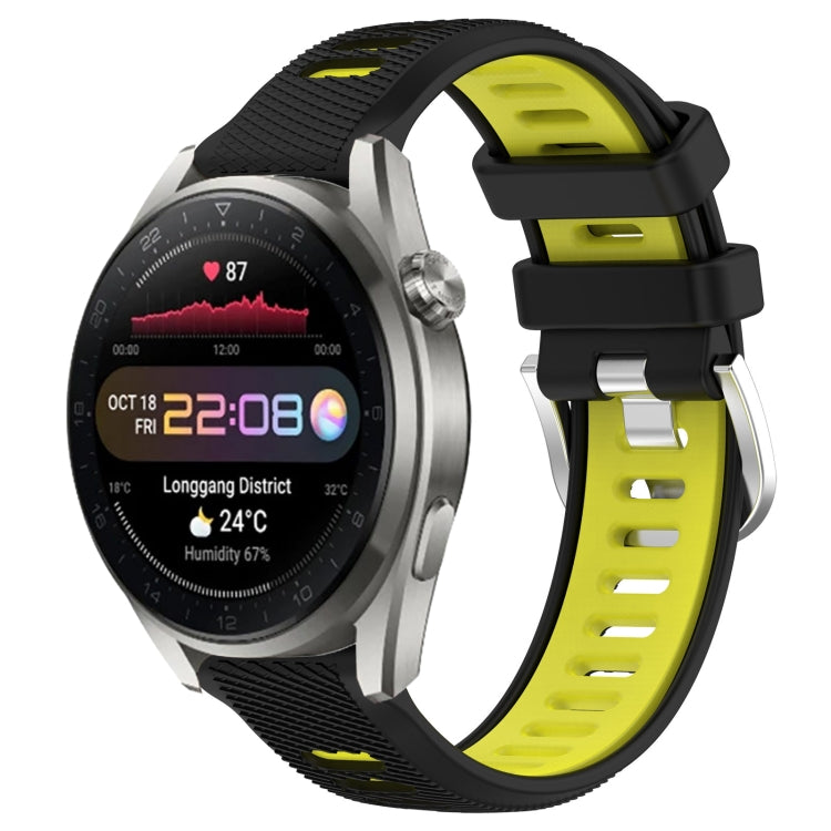 For Huawei Watch 3 Pro New 22mm Sports Two-Color Steel Buckle Silicone Watch Band(Black+Lime Green) - Smart Wear by PMC TechLife | Online Shopping South Africa | PMC TechLife