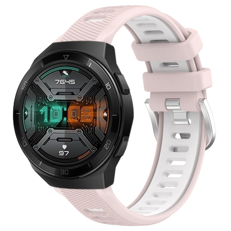 For Huawei Watch GT 2E 22mm Sports Two-Color Steel Buckle Silicone Watch Band(Pink+White) - Smart Wear by PMC TechLife | Online Shopping South Africa | PMC TechLife