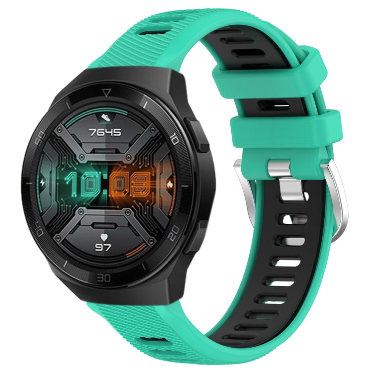 For Huawei Watch GT 2E 22mm Sports Two-Color Steel Buckle Silicone Watch Band(Lake Blue+Black) - Smart Wear by PMC TechLife | Online Shopping South Africa | PMC TechLife