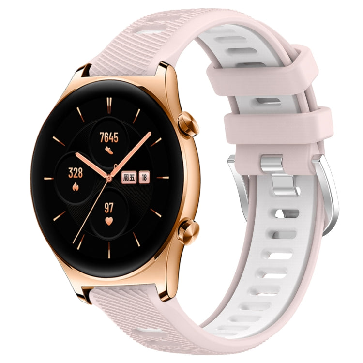 For Honor Watch GS 3 22mm Sports Two-Color Steel Buckle Silicone Watch Band(Pink+White) - Smart Wear by PMC TechLife | Online Shopping South Africa | PMC TechLife