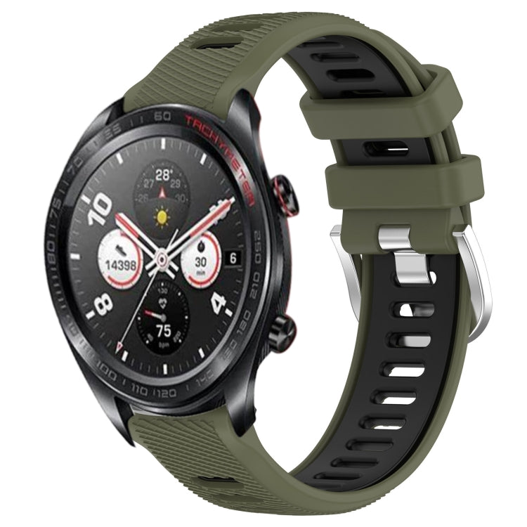 For Honor Watch Dream 22mm Sports Two-Color Steel Buckle Silicone Watch Band(Army Green+Black) - Smart Wear by PMC Jewellery | Online Shopping South Africa | PMC Jewellery
