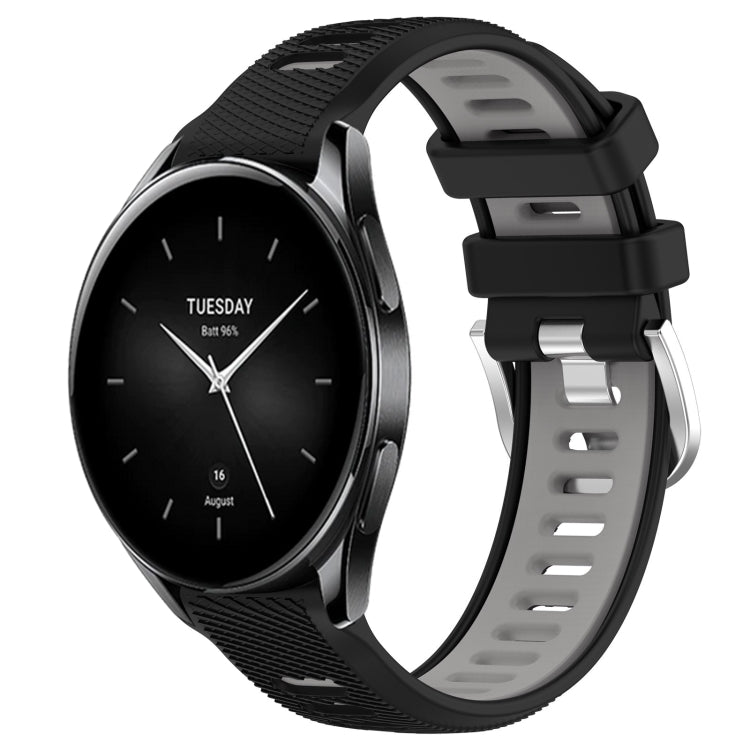 For Xiaomi Watch S2 42mm 22mm Sports Two-Color Steel Buckle Silicone Watch Band(Black+Grey) - Smart Wear by PMC TechLife | Online Shopping South Africa | PMC TechLife