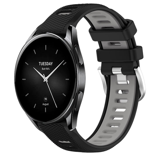 For Xiaomi Watch S2 42mm 22mm Sports Two-Color Steel Buckle Silicone Watch Band(Black+Grey) - Smart Wear by PMC Jewellery | Online Shopping South Africa | PMC Jewellery