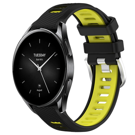 For Xiaomi Watch S2 42mm 22mm Sports Two-Color Steel Buckle Silicone Watch Band(Black+Lime Green) - Smart Wear by PMC Jewellery | Online Shopping South Africa | PMC Jewellery