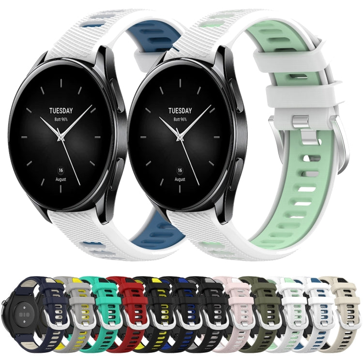 For Xiaomi Watch S1 Active 22mm Sports Two-Color Steel Buckle Silicone Watch Band(Starlight+Black) - Smart Wear by PMC TechLife | Online Shopping South Africa | PMC TechLife