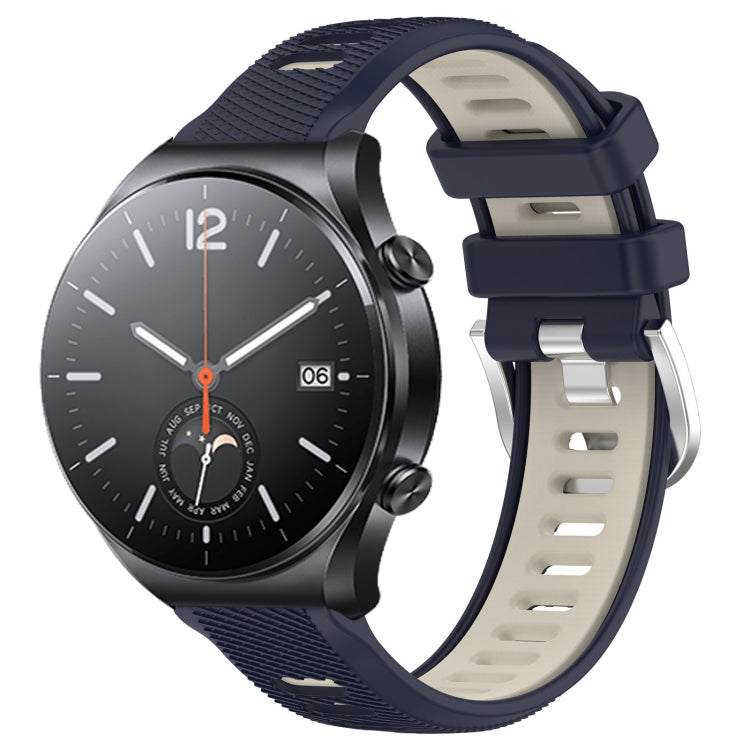 For Xiaomi MI Watch S1 22mm Sports Two-Color Steel Buckle Silicone Watch Band(Midnight Blue+Starlight) - Smart Wear by PMC Jewellery | Online Shopping South Africa | PMC Jewellery