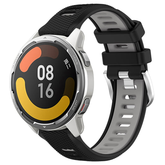 For Xiaomi Watch S1 Active 22mm Sports Two-Color Steel Buckle Silicone Watch Band(Black+Grey) - Smart Wear by PMC Jewellery | Online Shopping South Africa | PMC Jewellery