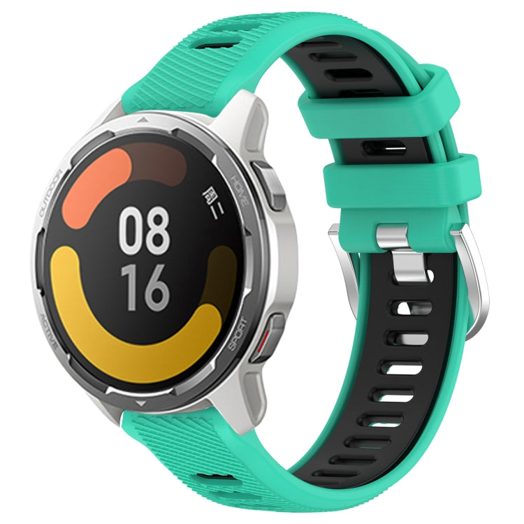 For Xiaomi Watch S1 Active 22mm Sports Two-Color Steel Buckle Silicone Watch Band(Lake Blue+Black) - Smart Wear by PMC TechLife | Online Shopping South Africa | PMC TechLife