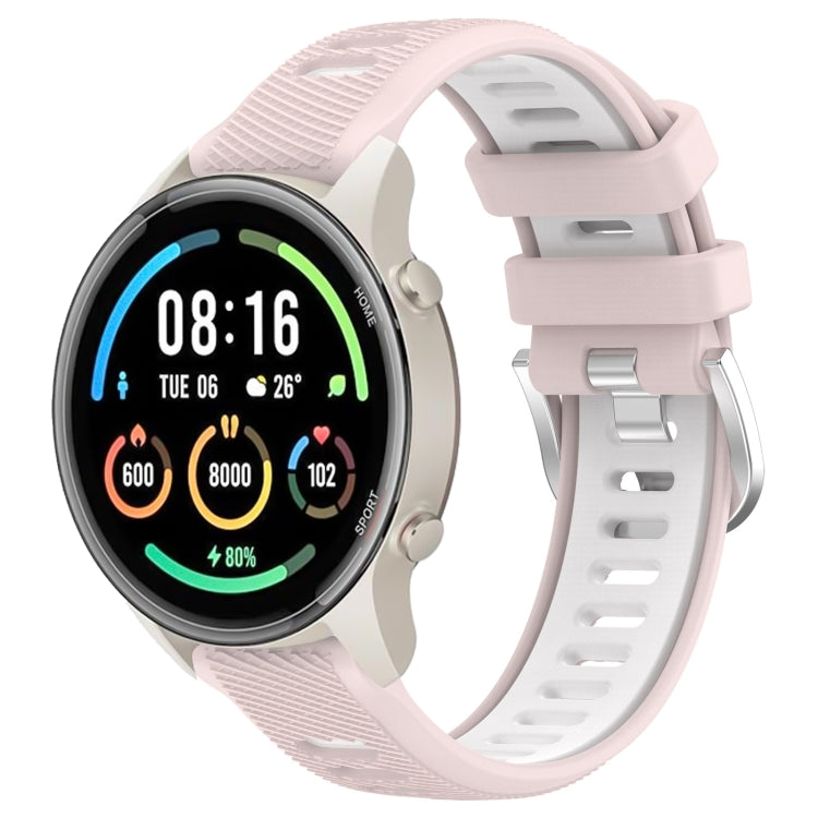 For Xiaomi MI Watch Color 2 22mm Sports Two-Color Steel Buckle Silicone Watch Band(Pink+White) - Smart Wear by PMC TechLife | Online Shopping South Africa | PMC TechLife