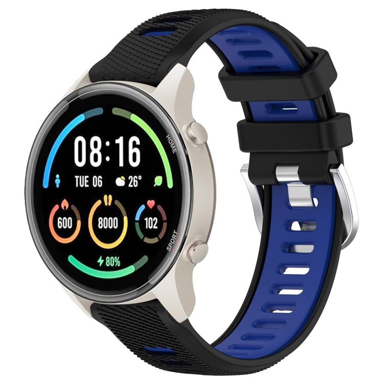 For Xiaomi MI Watch Color 2 22mm Sports Two-Color Steel Buckle Silicone Watch Band(Black+Blue) - Smart Wear by PMC TechLife | Online Shopping South Africa | PMC TechLife