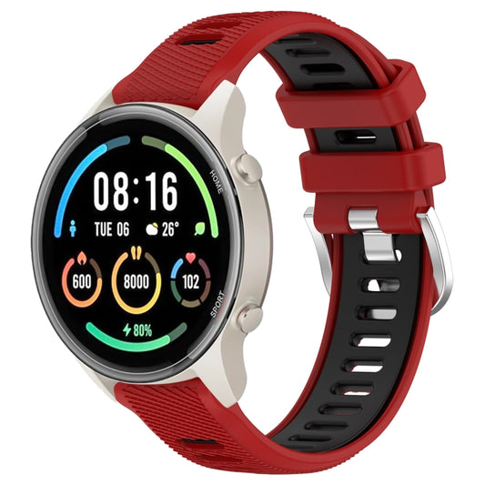 For Xiaomi MI Watch Color 2 22mm Sports Two-Color Steel Buckle Silicone Watch Band(Red+Black) - Smart Wear by PMC Jewellery | Online Shopping South Africa | PMC Jewellery