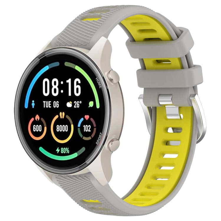 For Xiaomi MI Watch Color 2 22mm Sports Two-Color Steel Buckle Silicone Watch Band(Grey+Yellow) - Smart Wear by PMC Jewellery | Online Shopping South Africa | PMC Jewellery