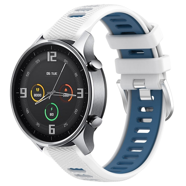 For Xiaomi MI Watch Sport 22mm Sports Two-Color Steel Buckle Silicone Watch Band(White+Blue) - Smart Wear by PMC TechLife | Online Shopping South Africa | PMC TechLife
