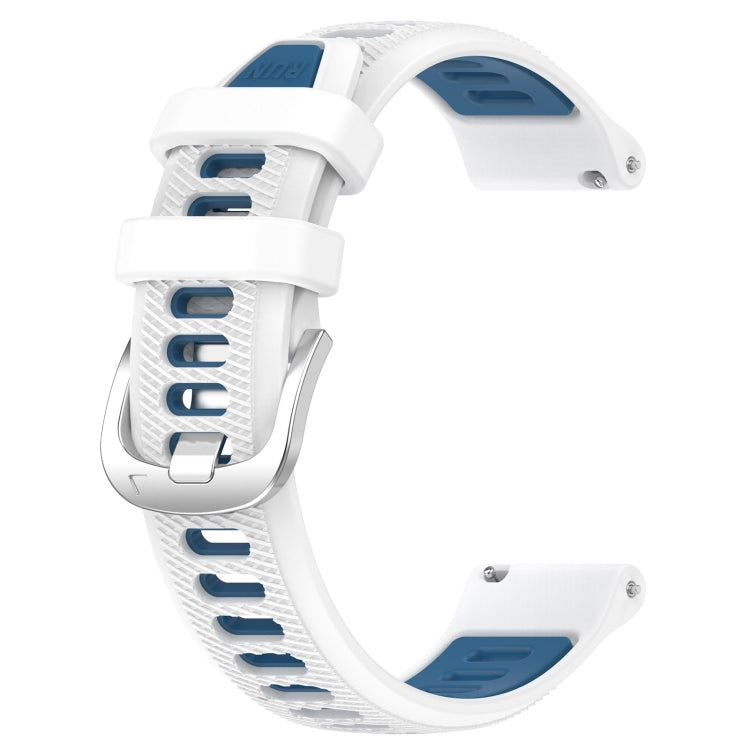 For Xiaomi MI Watch Sport 22mm Sports Two-Color Steel Buckle Silicone Watch Band(White+Blue) - Smart Wear by PMC Jewellery | Online Shopping South Africa | PMC Jewellery