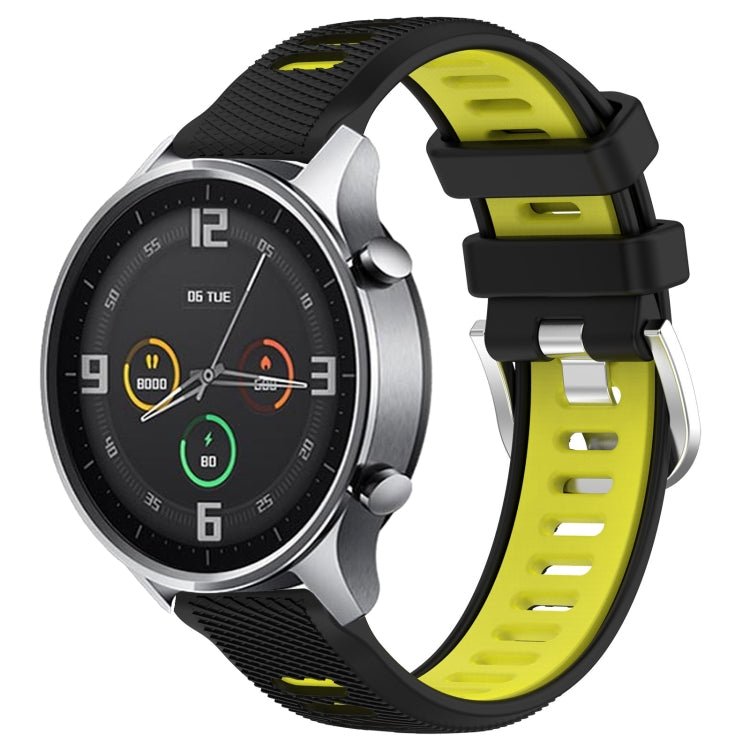 For Xiaomi MI Watch Sport 22mm Sports Two-Color Steel Buckle Silicone Watch Band(Black+Lime Green) - Smart Wear by PMC TechLife | Online Shopping South Africa | PMC TechLife