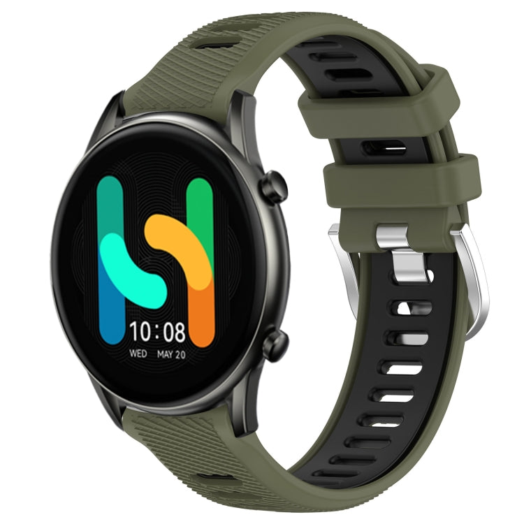For Xiaomi MI Watch Color 22mm Sports Two-Color Steel Buckle Silicone Watch Band(Army Green+Black) - Smart Wear by PMC Jewellery | Online Shopping South Africa | PMC Jewellery