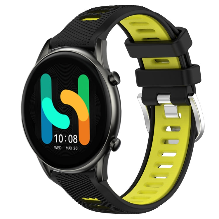 For Xiaomi MI Watch Color 22mm Sports Two-Color Steel Buckle Silicone Watch Band(Black+Lime Green) - Smart Wear by PMC TechLife | Online Shopping South Africa | PMC TechLife