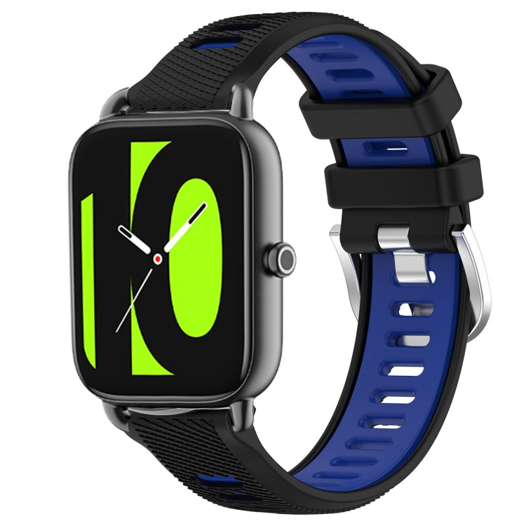 For Xiaomi Haylou RT2 LS10 22mm Sports Two-Color Steel Buckle Silicone Watch Band(Black+Blue) - Smart Wear by PMC TechLife | Online Shopping South Africa | PMC TechLife