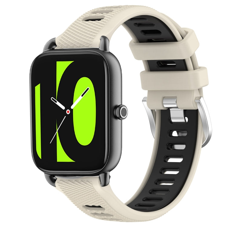 For Xiaomi Haylou RT2 LS10 22mm Sports Two-Color Steel Buckle Silicone Watch Band(Starlight+Black) - Smart Wear by PMC TechLife | Online Shopping South Africa | PMC TechLife