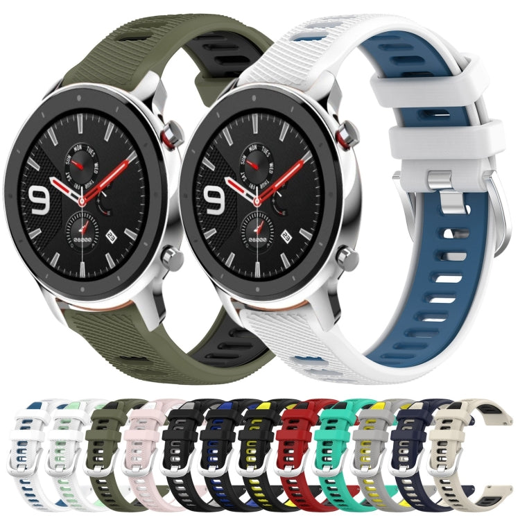 For Amazfit GTR 4 22mm Cross Texture Two Color Silicone Steel Buckle Watch Band(Red+Black) - Smart Wear by PMC TechLife | Online Shopping South Africa | PMC TechLife