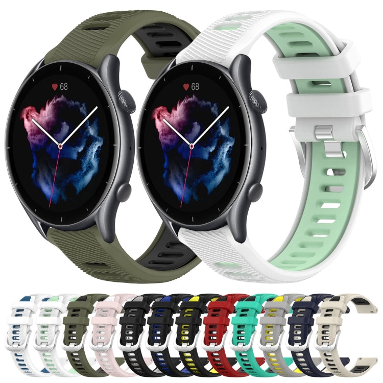 For Amazfit GTR 3 22mm Cross Texture Two Color Silicone Steel Buckle Watch Band(Grey+Yellow) - Smart Wear by PMC TechLife | Online Shopping South Africa | PMC TechLife