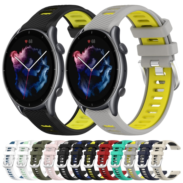 For Amazfit GTR 3 Pro 22mm Cross Texture Two Color Silicone Steel Buckle Watch Band(Pink+White) - Smart Wear by PMC TechLife | Online Shopping South Africa | PMC TechLife