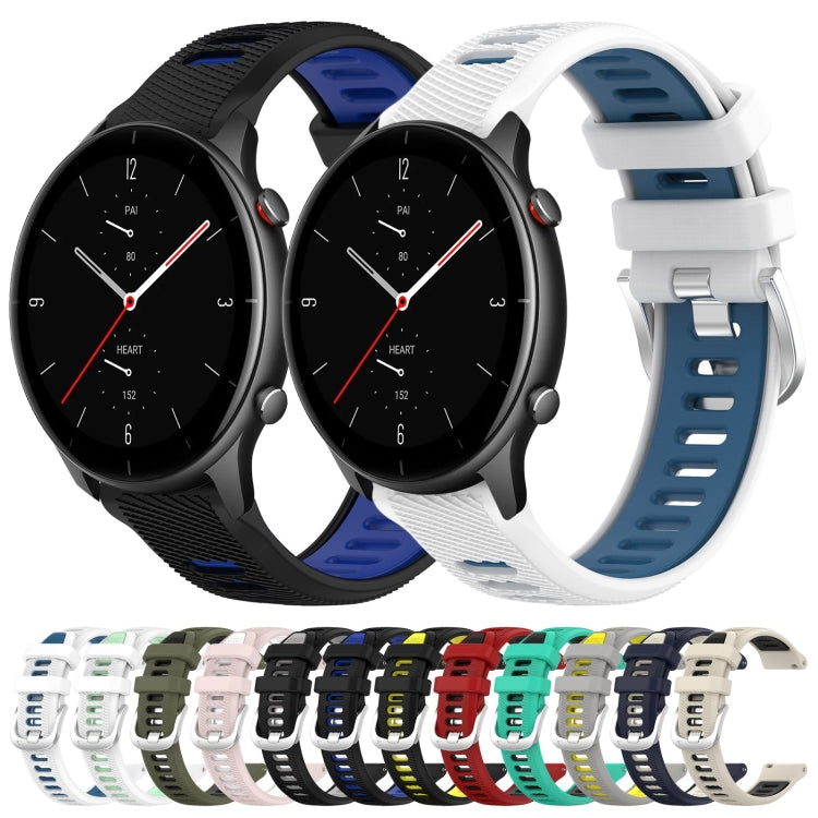 For Amazfit GTR 2e 22mm Cross Texture Two Color Silicone Steel Buckle Watch Band(Red+Black) - Smart Wear by PMC TechLife | Online Shopping South Africa | PMC TechLife