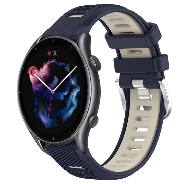 For Amazfit 3 22mm Cross Texture Two Color Silicone Steel Buckle Watch Band(Midnight Blue + Starlight) - Smart Wear by PMC TechLife | Online Shopping South Africa | PMC TechLife
