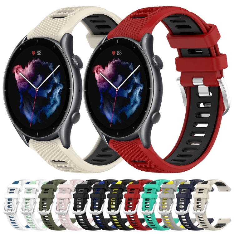 For Amazfit 3 22mm Cross Texture Two Color Silicone Steel Buckle Watch Band(Midnight Blue + Starlight) - Smart Wear by PMC TechLife | Online Shopping South Africa | PMC TechLife