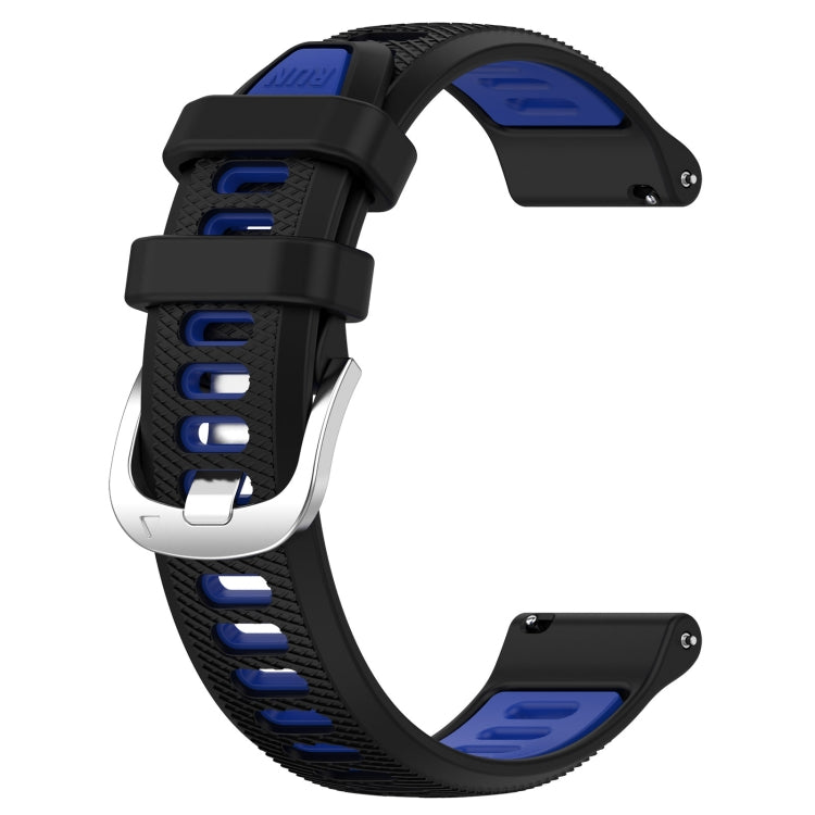 For Amazfit GTR 47mm 22mm Cross Texture Two Color Silicone Steel Buckle Watch Band(Black+Blue) - Smart Wear by PMC TechLife | Online Shopping South Africa | PMC TechLife