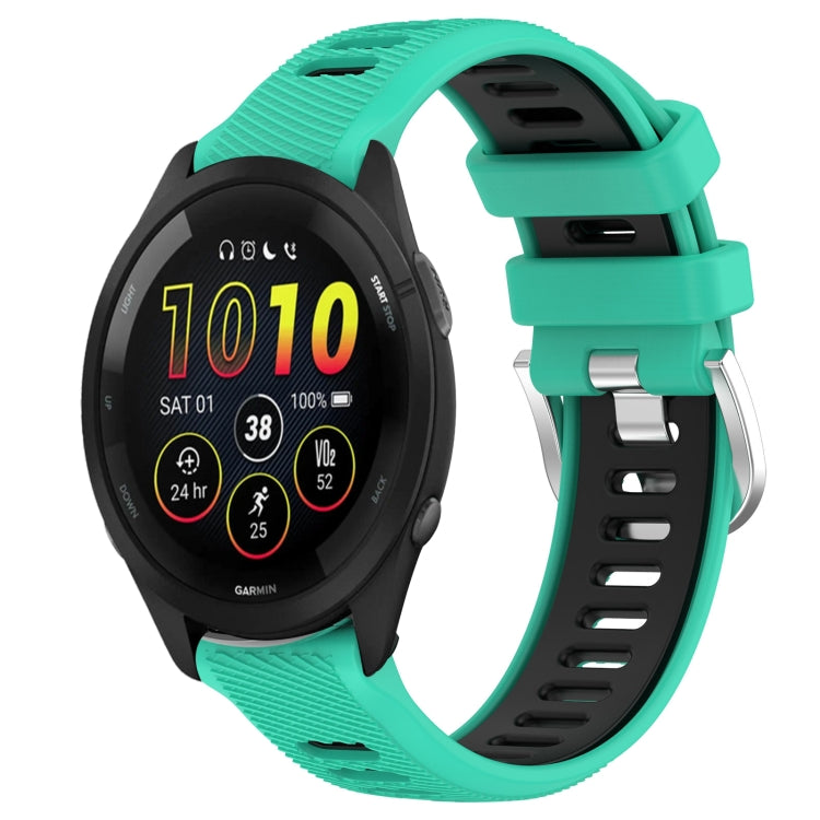 For Garmin Forerunner 265 22mm Sports Two-Color Steel Buckle Silicone Watch Band(Lake Blue+Black) - Smart Wear by PMC Jewellery | Online Shopping South Africa | PMC Jewellery